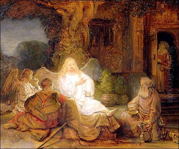 Abraham Serving the Three Angels Oil Painting by Rembrandt Van Rijn