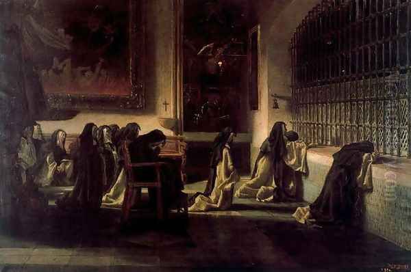 Monjas en oracion o La oracion Oil Painting by Antonio Munoz Degrain