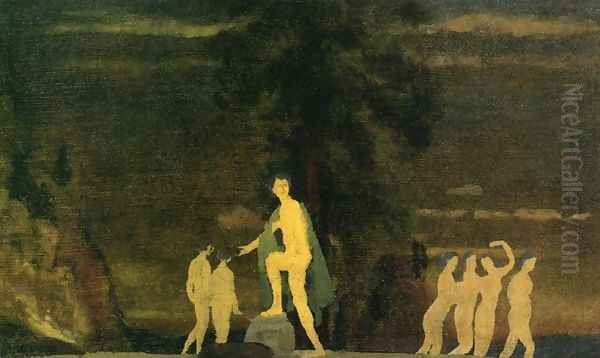 Dancers in a Landscape Oil Painting by Arthur Bowen Davies