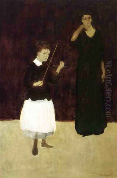 The Violin Lesson Oil Painting by Arthur Bowen Davies