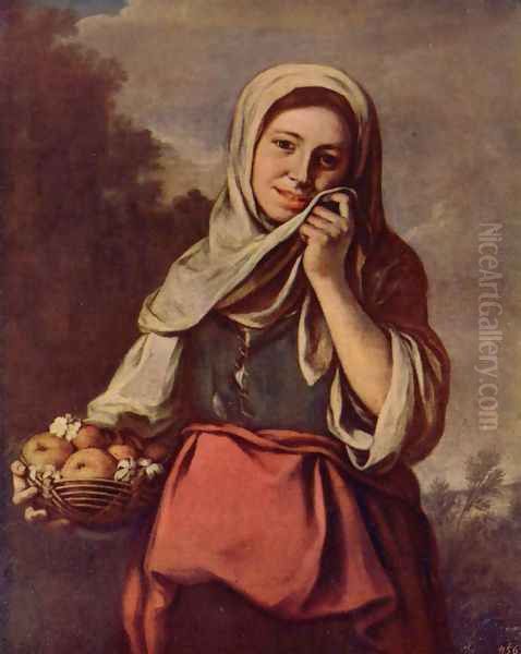 A Girl with Fruits Oil Painting by Bartolome Esteban Murillo