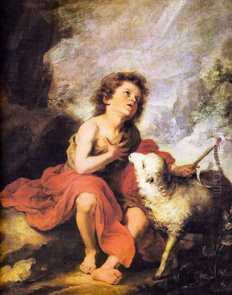 Christ the Good Shepherd 2 Oil Painting by Bartolome Esteban Murillo