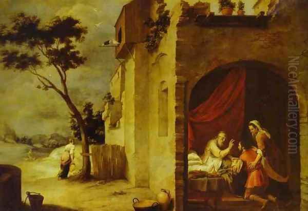 Isaac Blessing Jacob Oil Painting by Bartolome Esteban Murillo