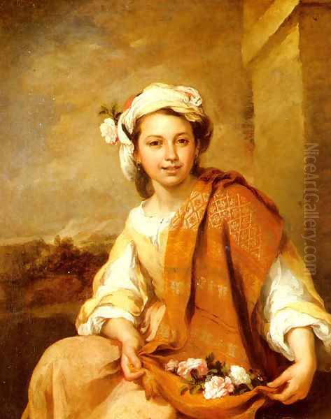 The Flower Girl Oil Painting by Bartolome Esteban Murillo