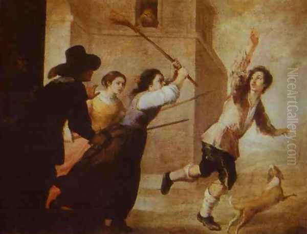 The Prodigal Son Driven Out Oil Painting by Bartolome Esteban Murillo