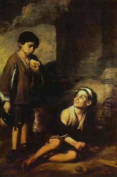 Two Peasant Boys Oil Painting by Bartolome Esteban Murillo