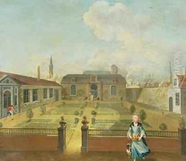 A Young Lady with her Dog in front of a Garden by (circle of) Mytens- Meytens, Martin II