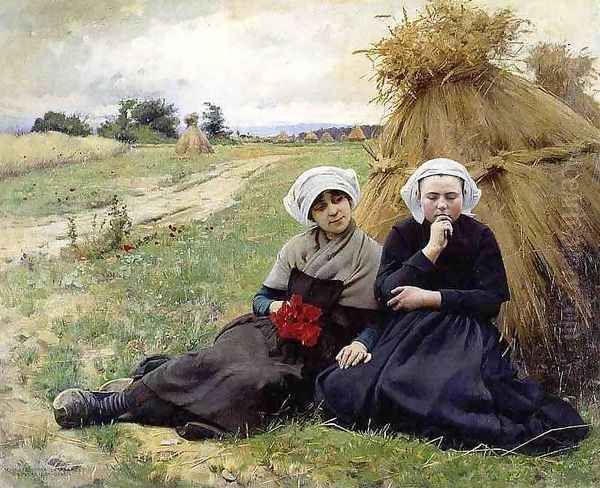 In the Poppy Field Oil Painting by Charles Sprague Pearce