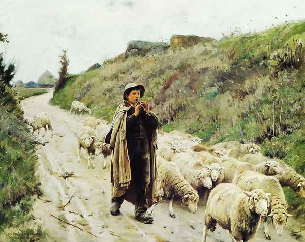 Return of the Flock Oil Painting by Charles Sprague Pearce