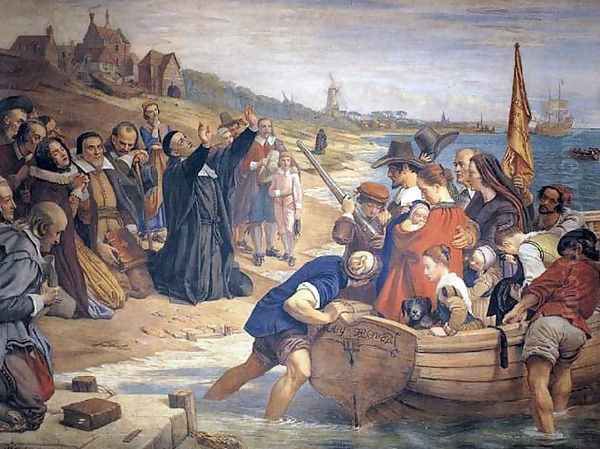 The Embarkation of the Pilgrim Fathers for New England Oil Painting by Charles West Cope