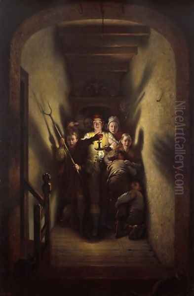 The Night Alarm, the Advance Oil Painting by Charles West Cope