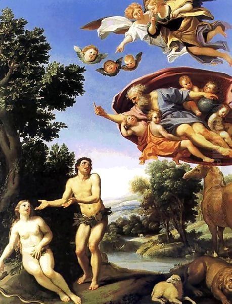 Adam and Eve Oil Painting by Domenico Zampieri (Domenichino)