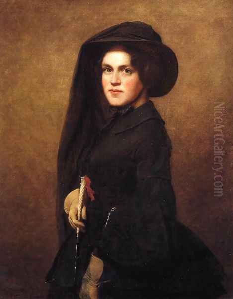 Sarah Osgood Johnson Newton Oil Painting by Eastman Johnson