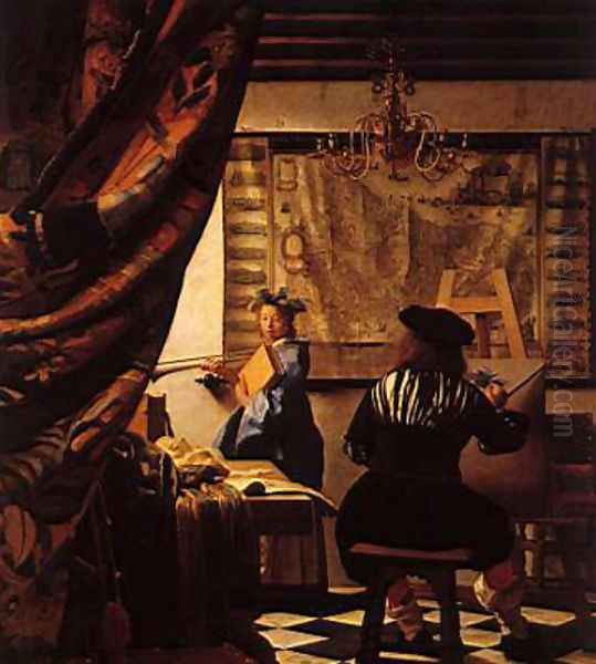 Johannes Vermeer of Delft workshop, Allegory of Painting Oil Painting by Eduardo Zamacois y Zabala