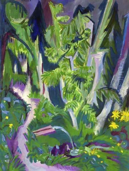 Mountain Forest Oil Painting by Ernst Ludwig Kirchner