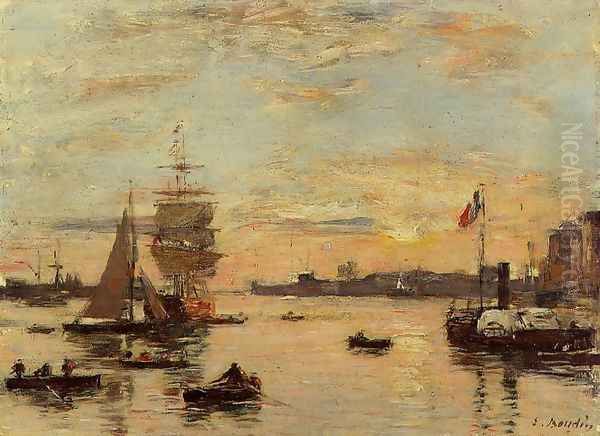 Le Havre, l'avant Port I Oil Painting by Eugene Boudin