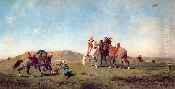 Hawking in Algeria Oil Painting by Eugene Fromentin