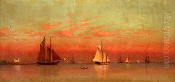 Evening in Gloucester Harbor Oil Painting by Francis Augustus Silva