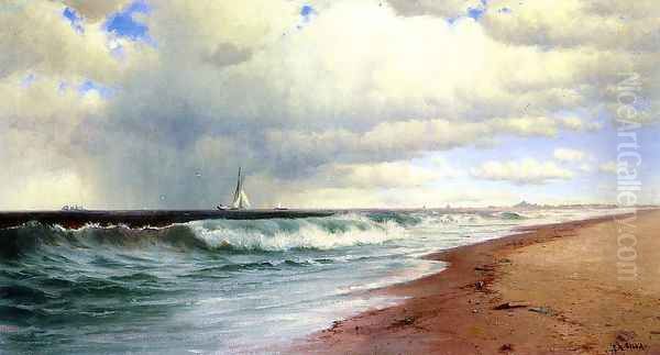 Ships Approaching Atlantic City Oil Painting by Francis Augustus Silva