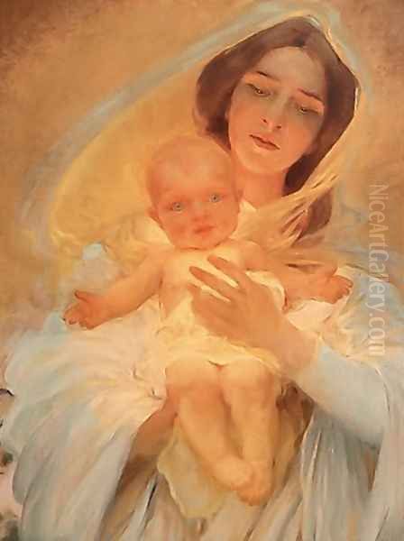 Mother and Child Oil Painting by Franz Dvorak