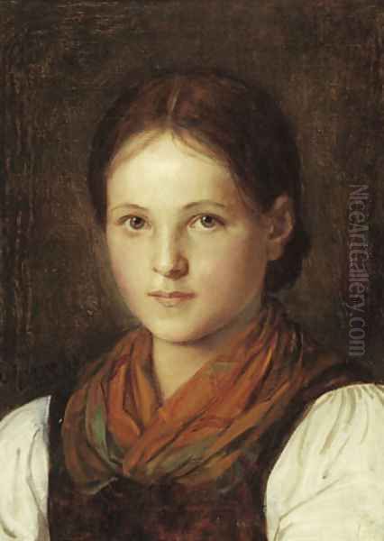 Farmer girl Oil Painting by Franz Von Defregger