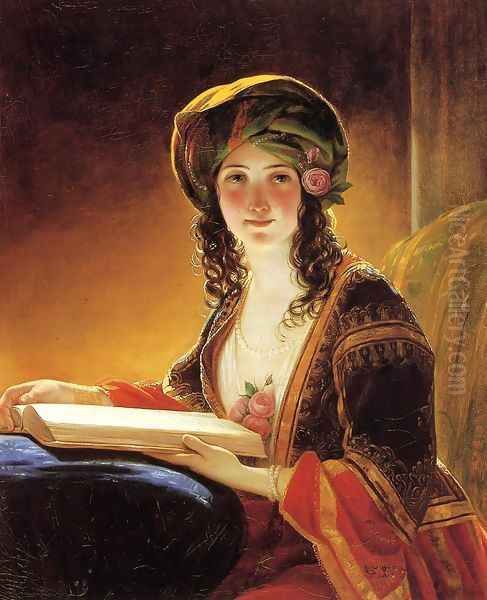 Oriental Woman Oil Painting by Friedrich Ritter von Amerling