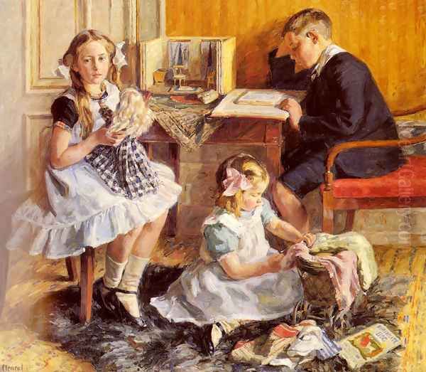 Children's Pastimes Oil Painting by Gad Frederik Clement