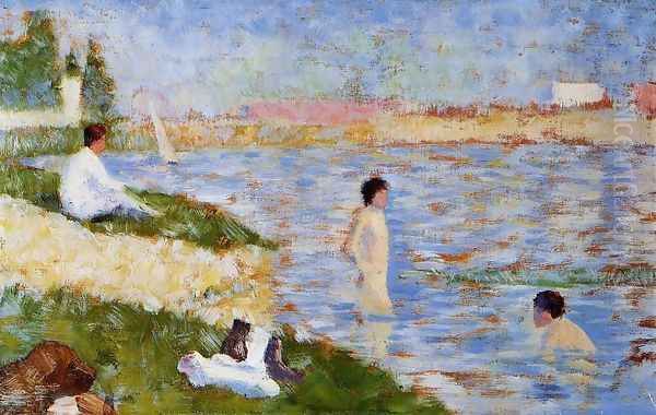 Bathing at Asnieres 2 Oil Painting by Georges Seurat