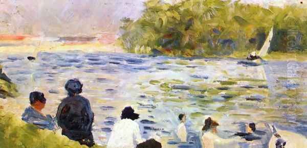 Bathing at Asnieres 7 Oil Painting by Georges Seurat