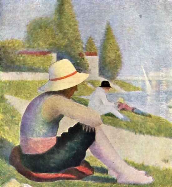 Bathing in Asnieres (detail) Oil Painting by Georges Seurat