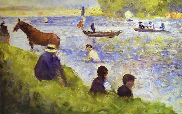 Horse and Boat Oil Painting by Georges Seurat