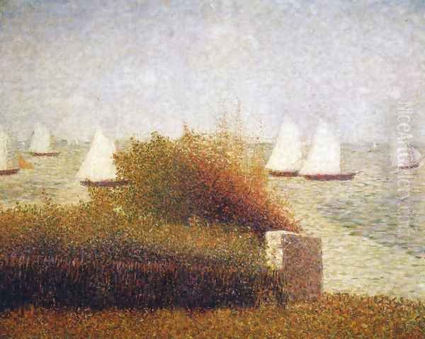 La Rade de Grandcamp Oil Painting by Georges Seurat