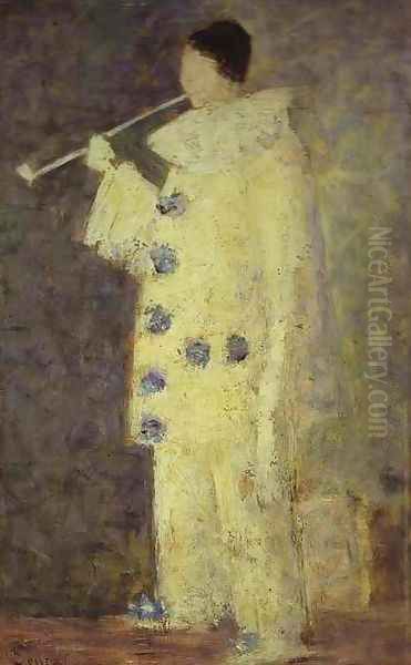 Pierrot with a White Pipe Oil Painting by Georges Seurat