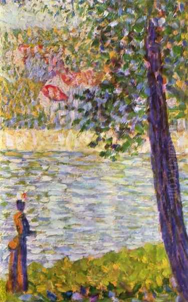 The Seine with Courbevoie Oil Painting by Georges Seurat