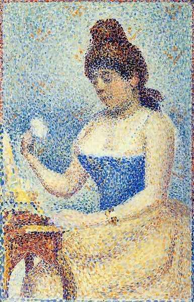 Young Woman Powdering Herself (Study) Oil Painting by Georges Seurat