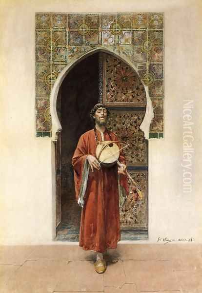 Man with a Lute Oil Painting by Gustavo Simoni