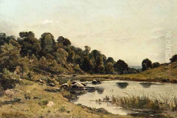 The Banks of the Aumance Oil Painting by Henri-Joseph Harpignies