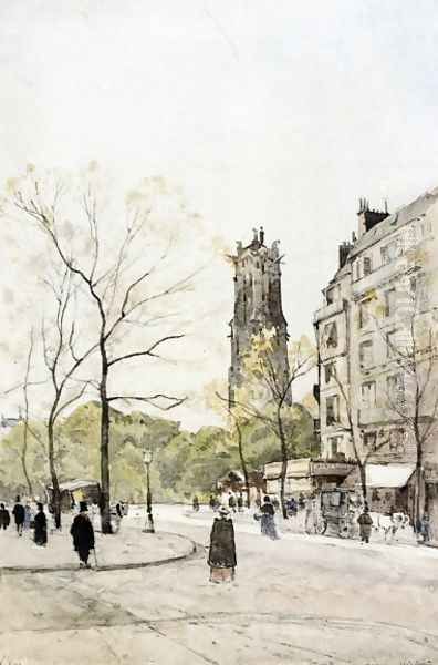 View of the Avenue Victoria Oil Painting by Henri-Joseph Harpignies