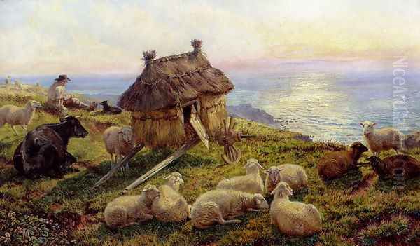 On The Cliffs, Picardy Oil Painting by Henry William Banks Davis, R.A.