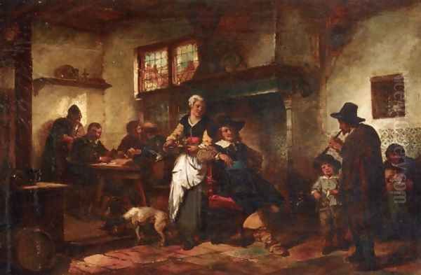 A Tavern Scene Oil Painting by Herman Frederik Carel ten Kate