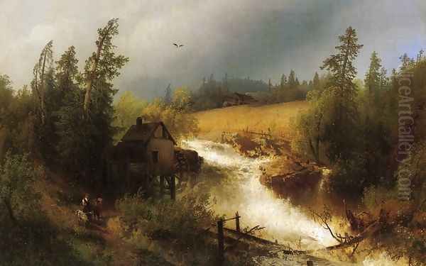 The Old Watermill Oil Painting by Herman Herzog