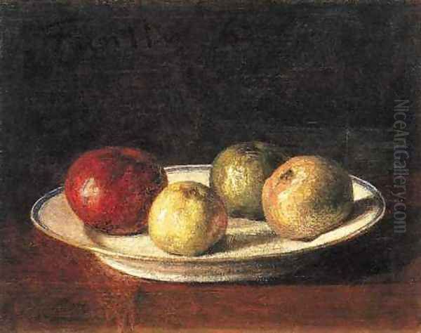 A Plate of Apples Oil Painting by Ignace Henri Jean Fantin-Latour