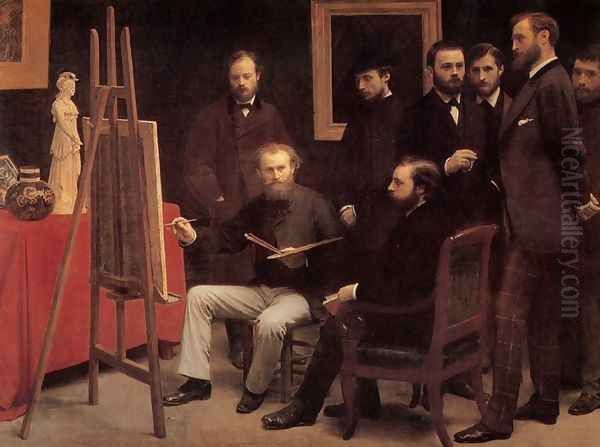 A Studio in the Batignolles Oil Painting by Ignace Henri Jean Fantin-Latour