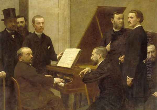 Around the piano Oil Painting by Ignace Henri Jean Fantin-Latour