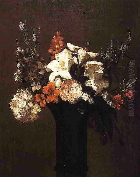 Flowers I Oil Painting by Ignace Henri Jean Fantin-Latour