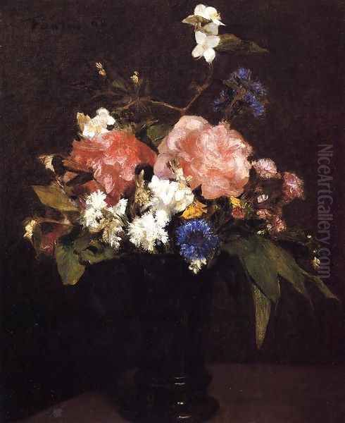 Flowers II Oil Painting by Ignace Henri Jean Fantin-Latour