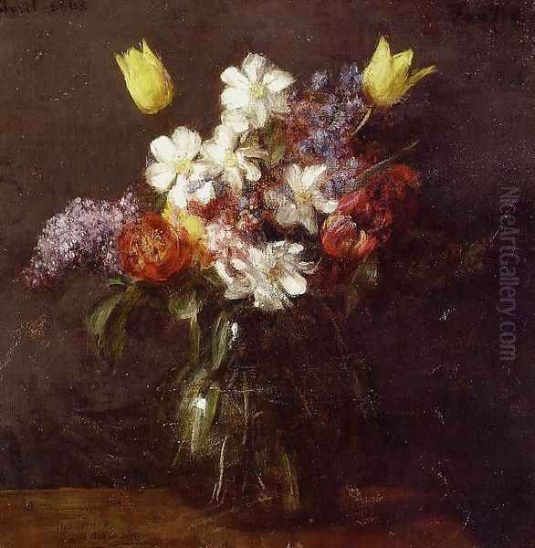 Flowers III Oil Painting by Ignace Henri Jean Fantin-Latour