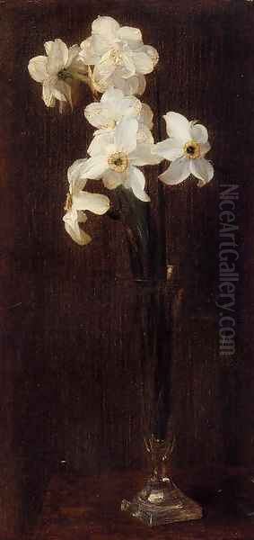 Flowers IV Oil Painting by Ignace Henri Jean Fantin-Latour