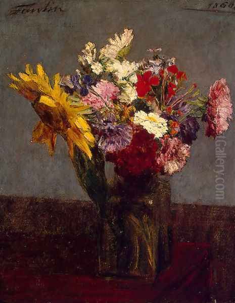 Flowers VIII Oil Painting by Ignace Henri Jean Fantin-Latour