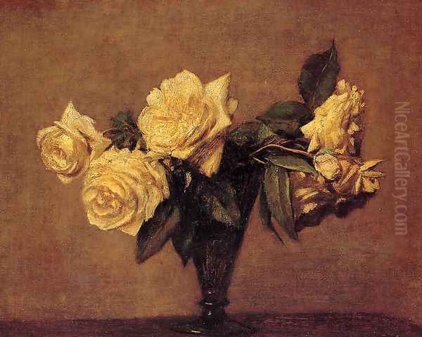 Roses VIII Oil Painting by Ignace Henri Jean Fantin-Latour